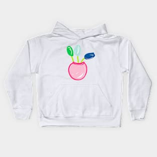 THREE FLOWERS IN RED BOWL Kids Hoodie